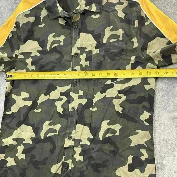 Guess Shirt Mens Size Large Green Frankie Camo Button Up Cotton Casual - Picture 3 of 9
